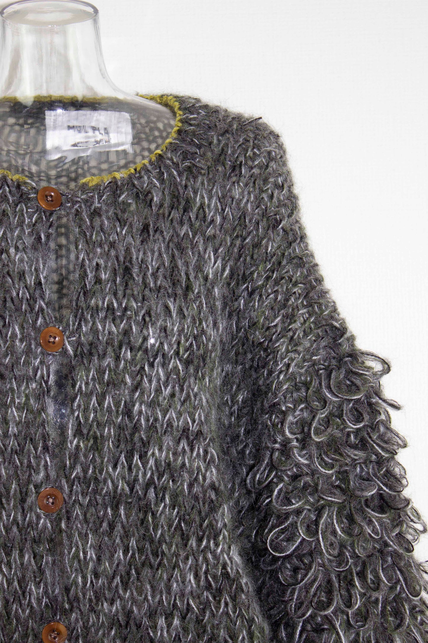 mohair birds sleeve cardigan / gray