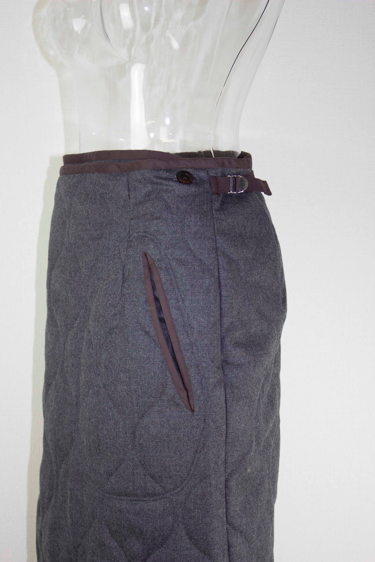 wool quilting wrap skirt / gray