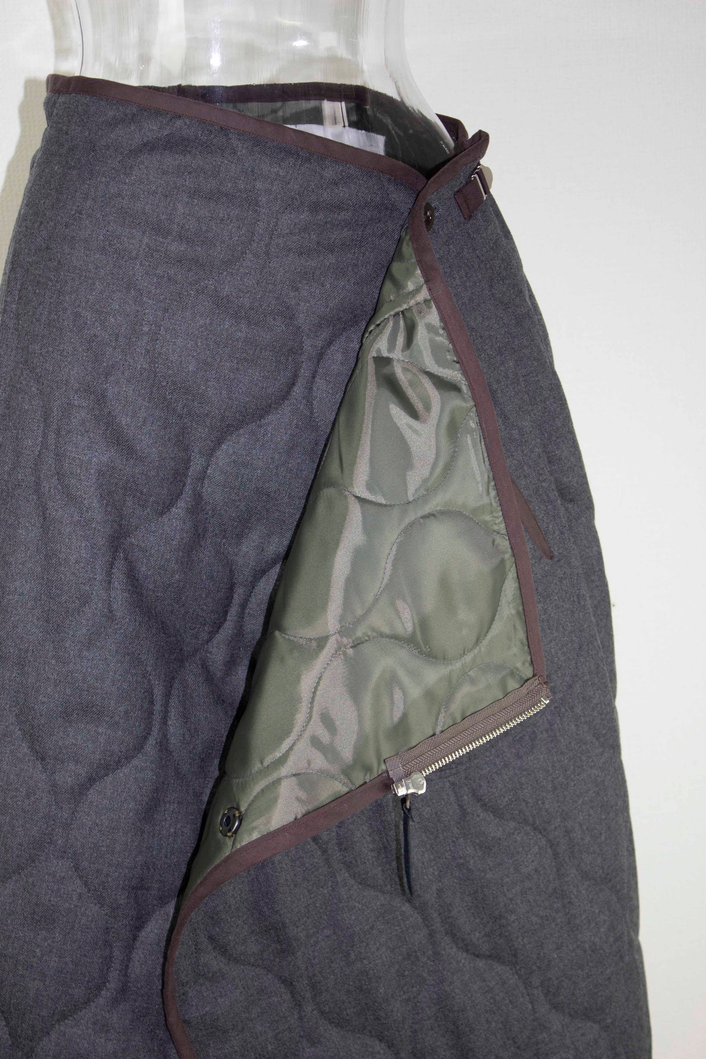 wool quilting wrap skirt / gray