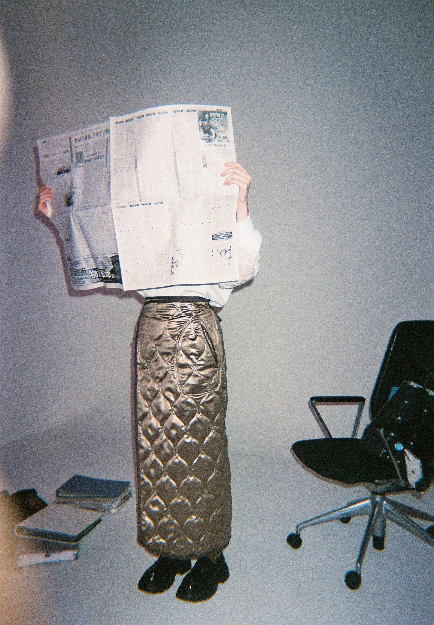 satin quilting wrap skirt  / khaki