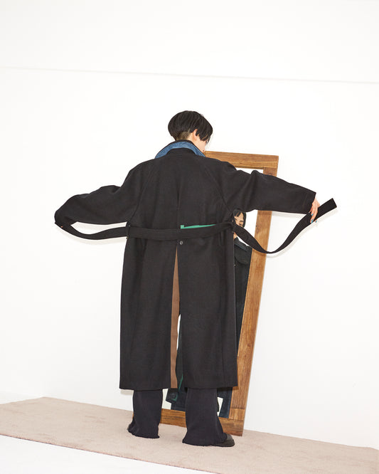 ’Alex’ wool back slit coat  / black