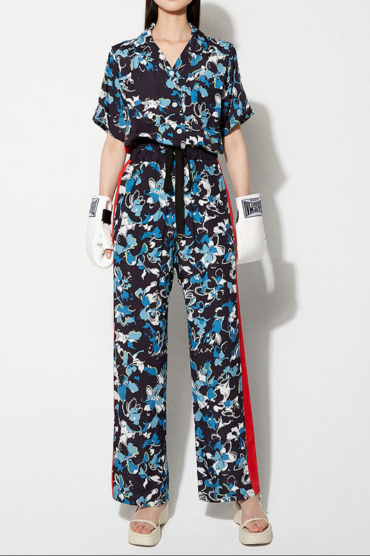 【completed style】aloha fabric jump suits / navy
