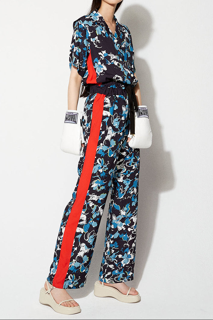 【completed style】aloha fabric jump suits / navy