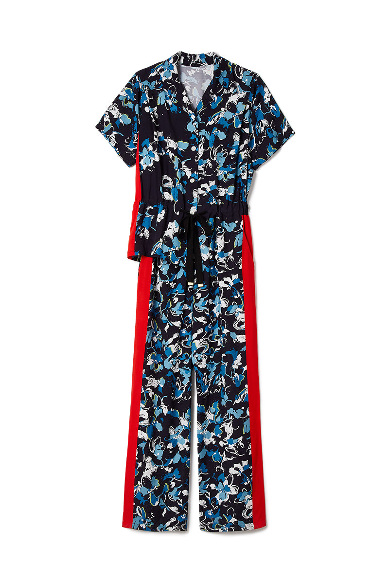 【completed style】aloha fabric jump suits / navy
