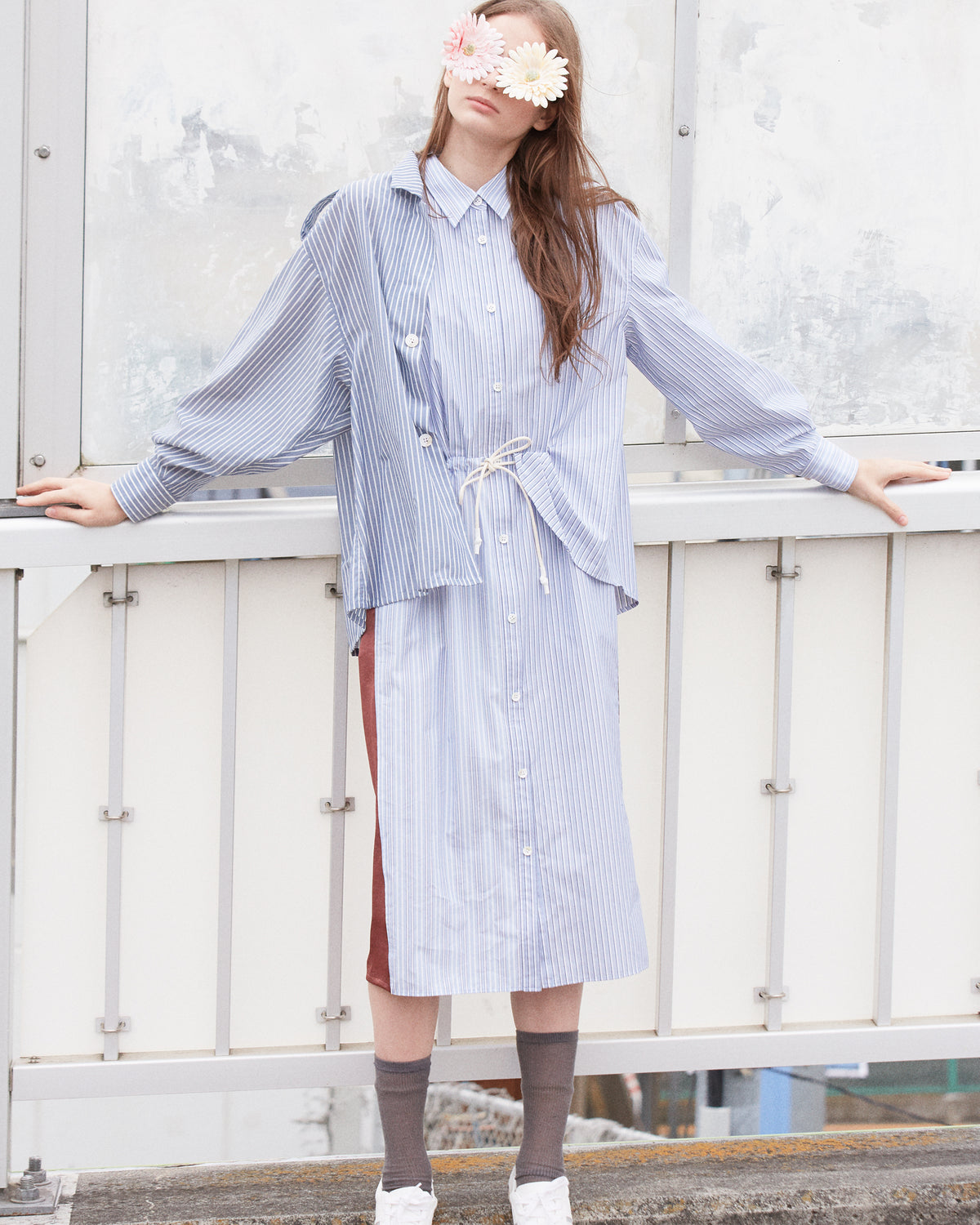 【completed style】 docking shirts dress  / blue