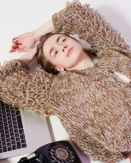 mohair birds sleeve cardigan  / pink beige