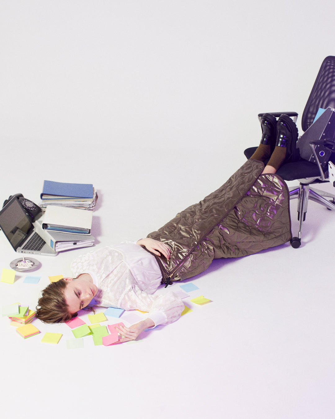 satin quilting wrap skirt  / khaki