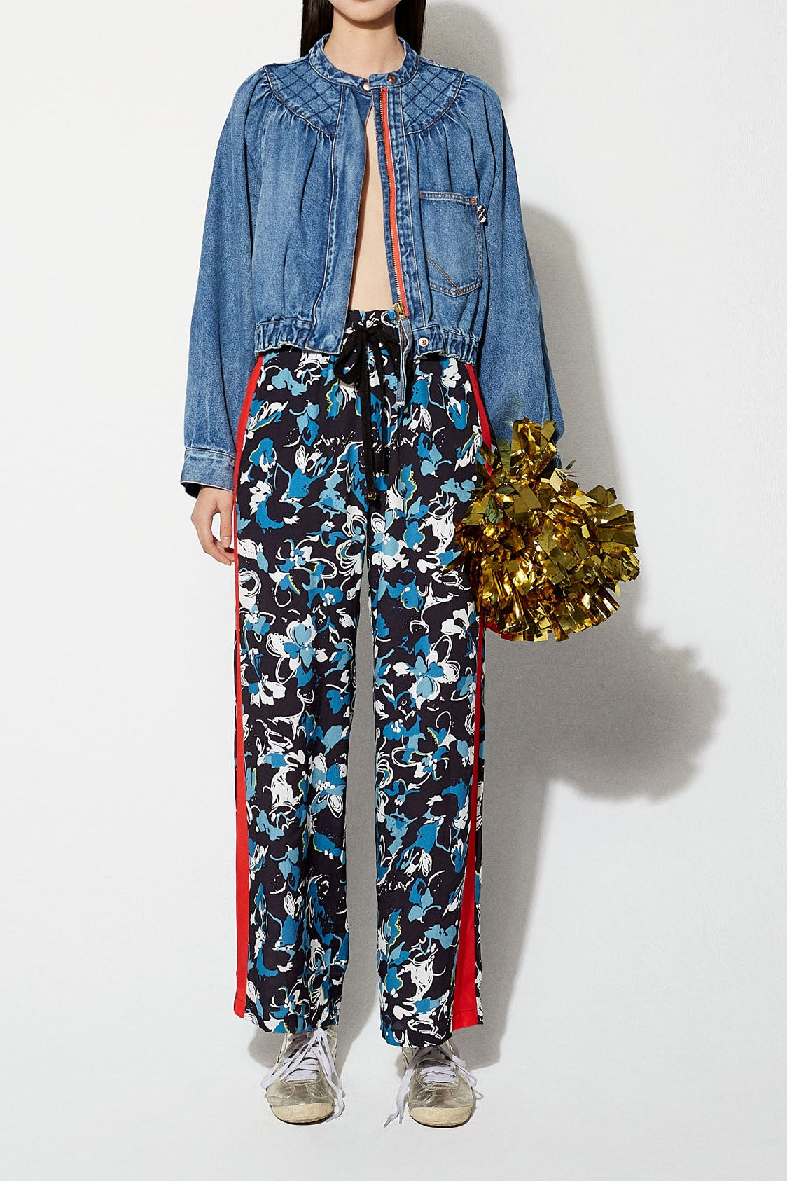 rayon aloha track pants  / navy