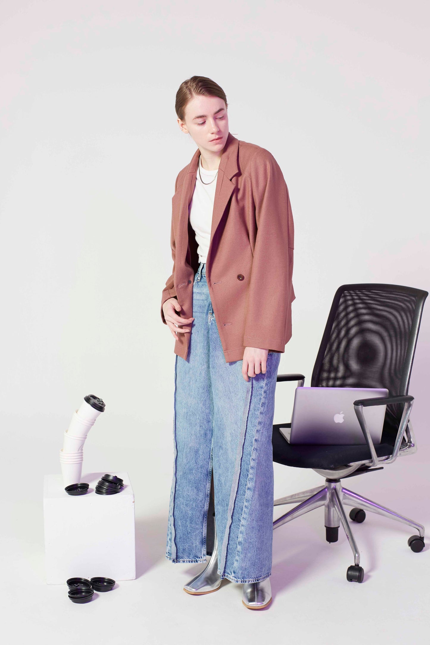 re-make denim skirt  / blue