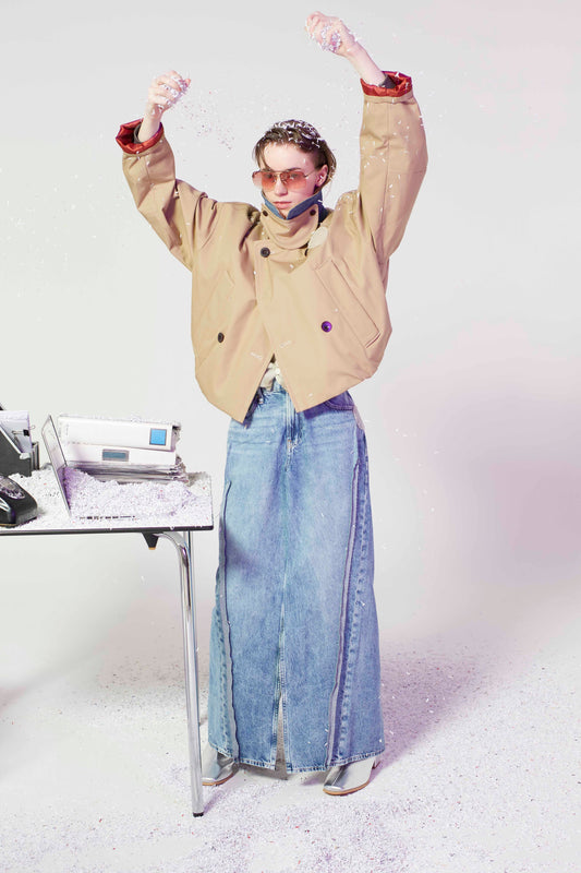 re-make denim skirt  / blue
