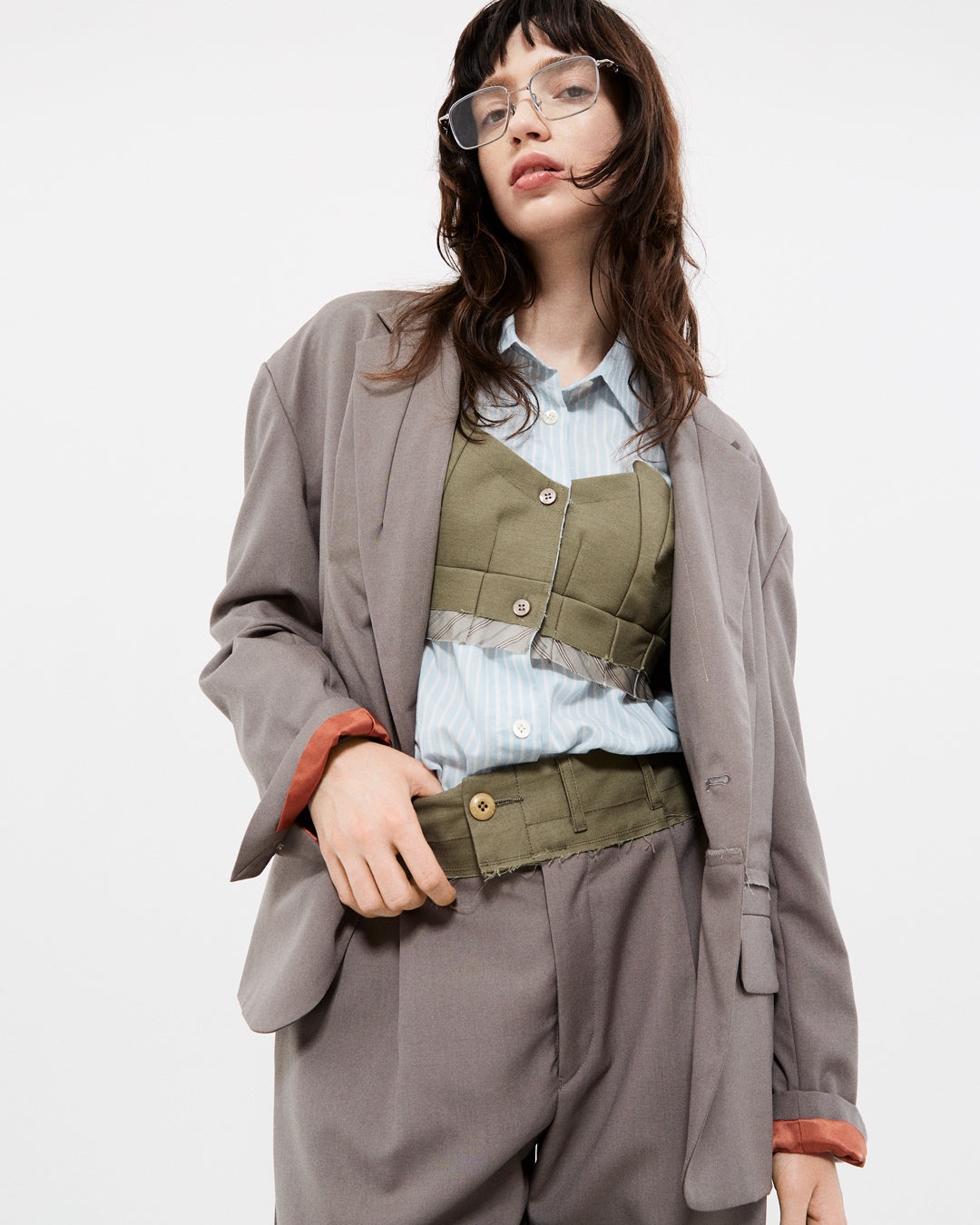 【set up item】cargo slacks pants ／ gray