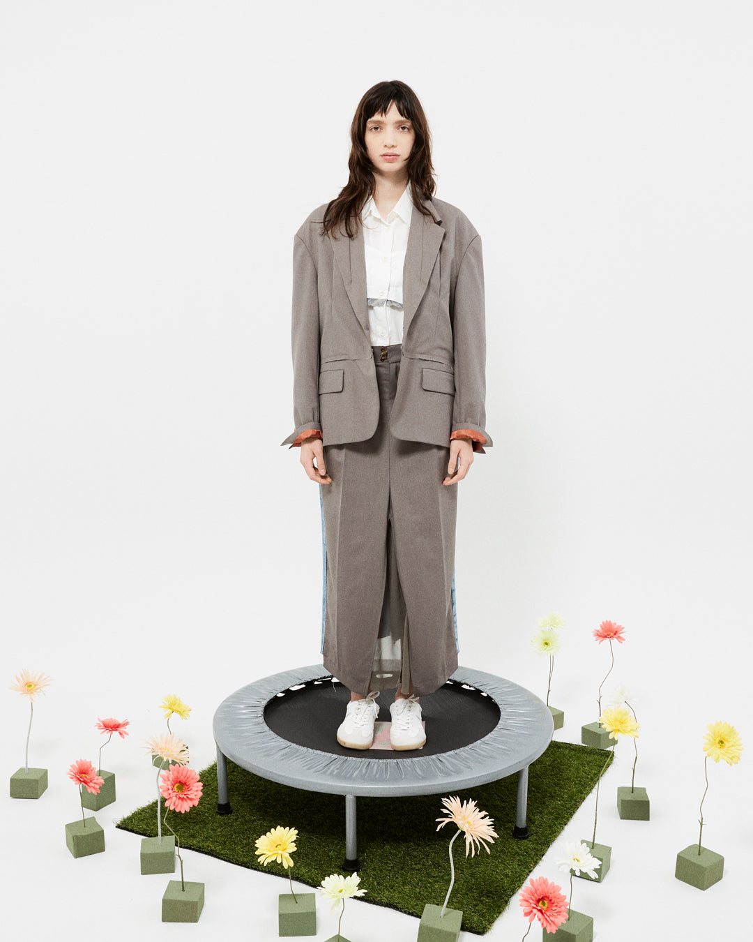【set up item】half denim suits skirt ／ gray