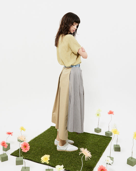 【set up item】cotton boile half design skirt ／ gray