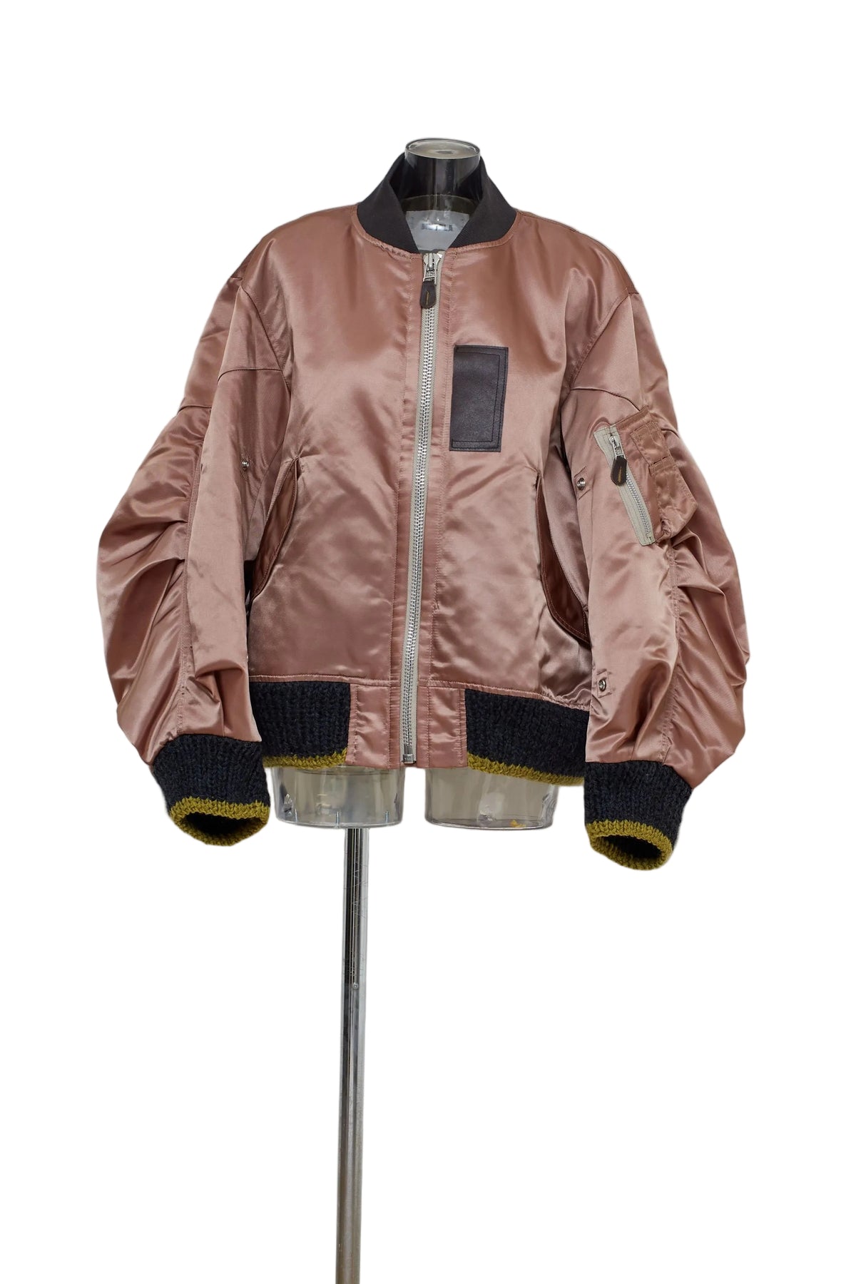 volume tuck sleeve bomber jacket /pink