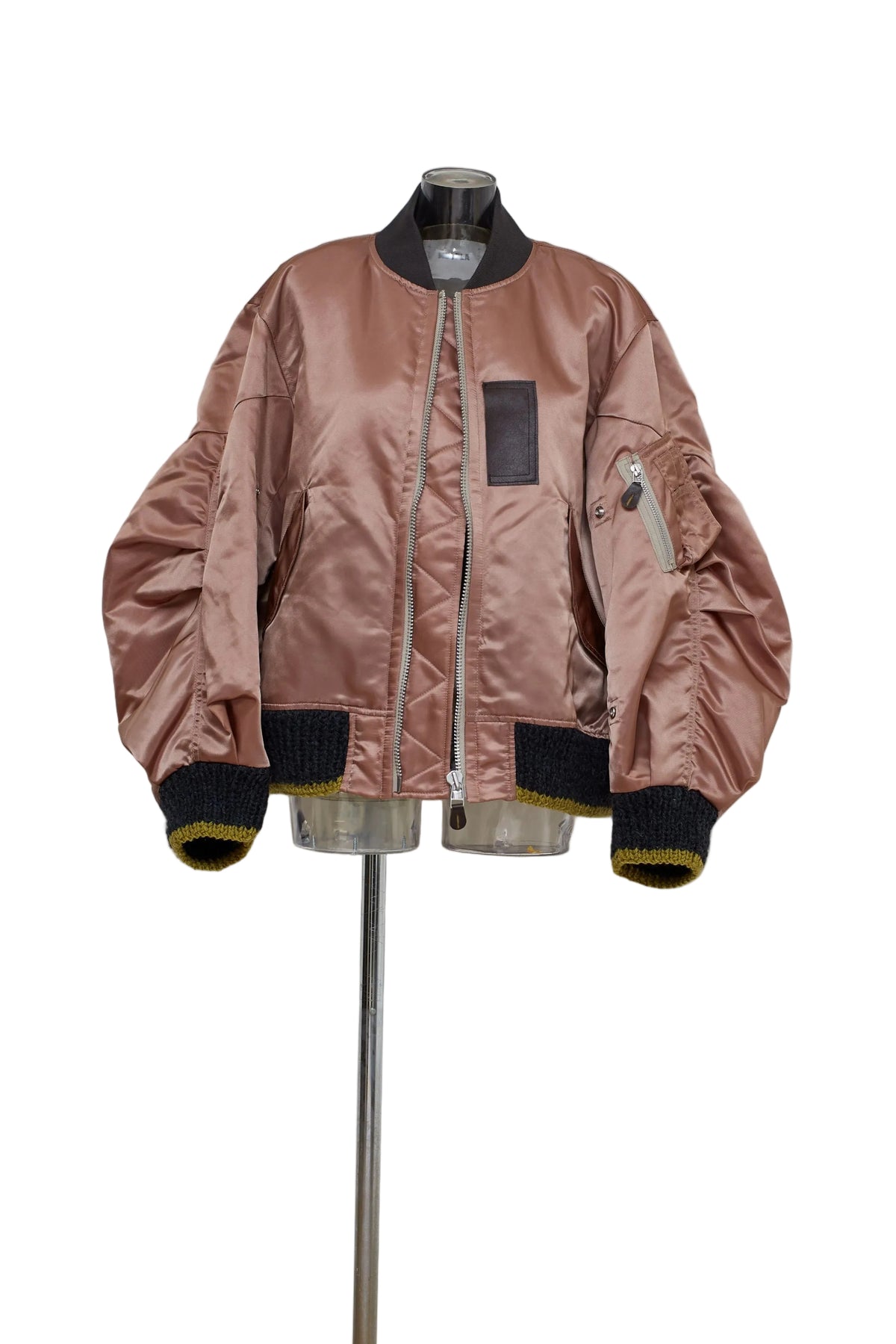 volume tuck sleeve bomber jacket /pink
