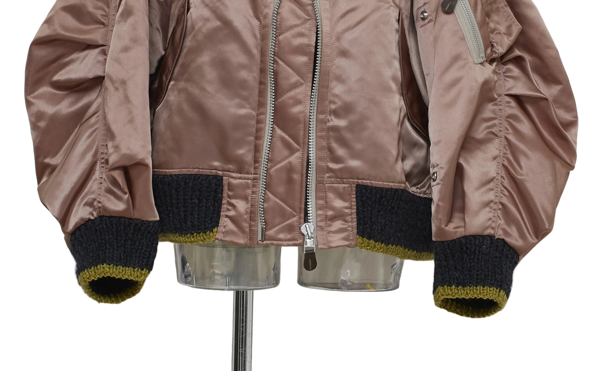 volume tuck sleeve bomber jacket /pink