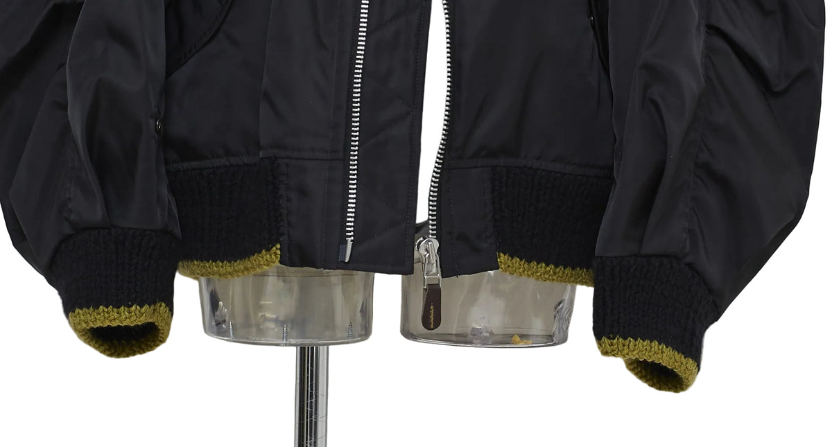 volume tuck sleeve bomber jacket / black