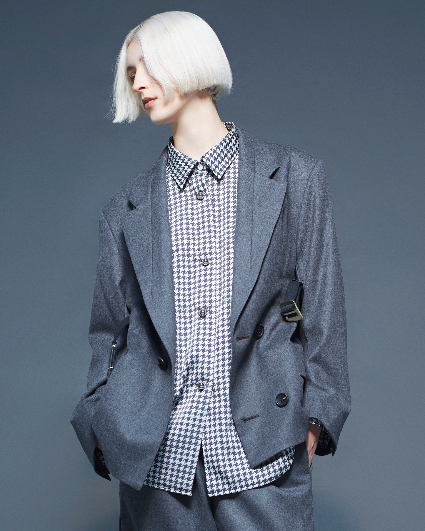 tacked wool jacket / gray