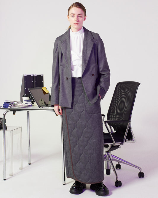 wool quilting wrap skirt  / gray