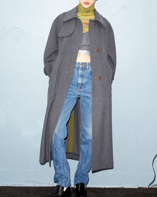 'Emma' wool  back slit coat  / gray