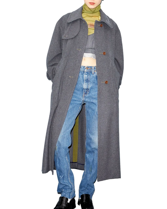 'Emma' wool  back slit coat  / gray
