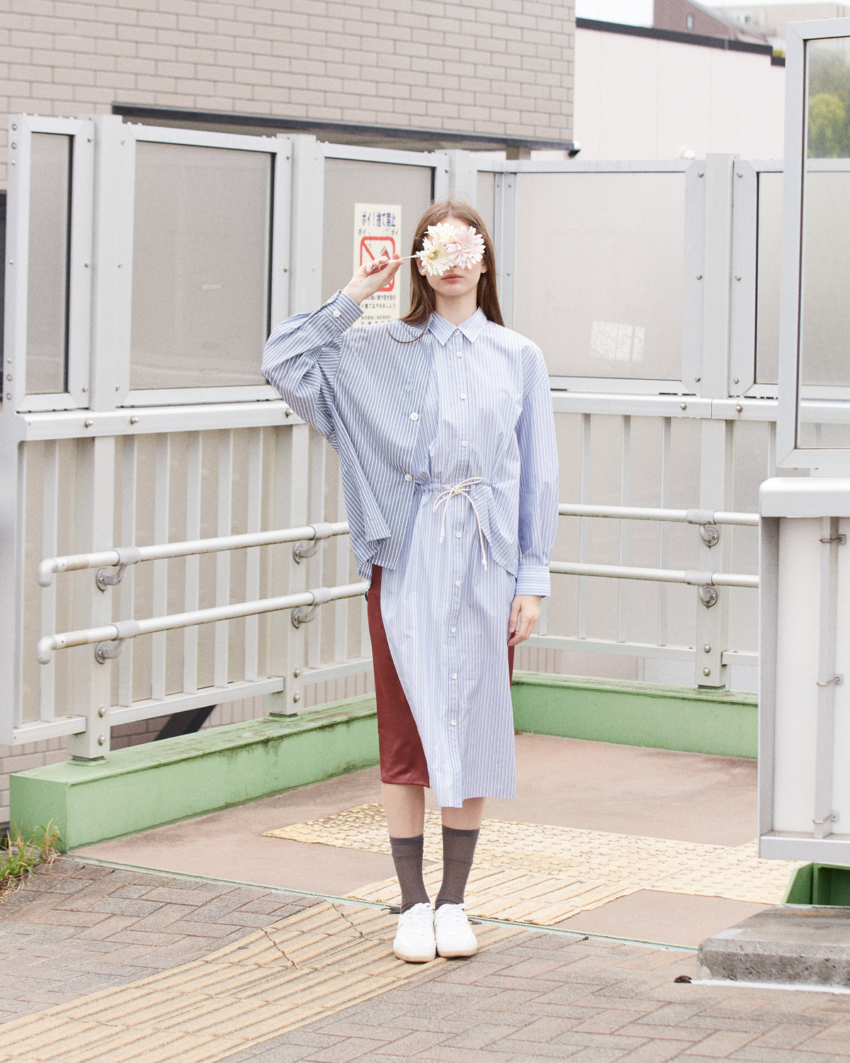 【completed style】 docking shirts dress  / blue