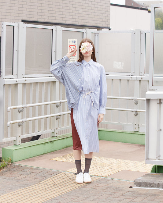 【completed style】 docking shirts dress  / blue