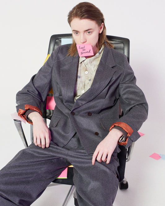 tucked wool jacket  / gray