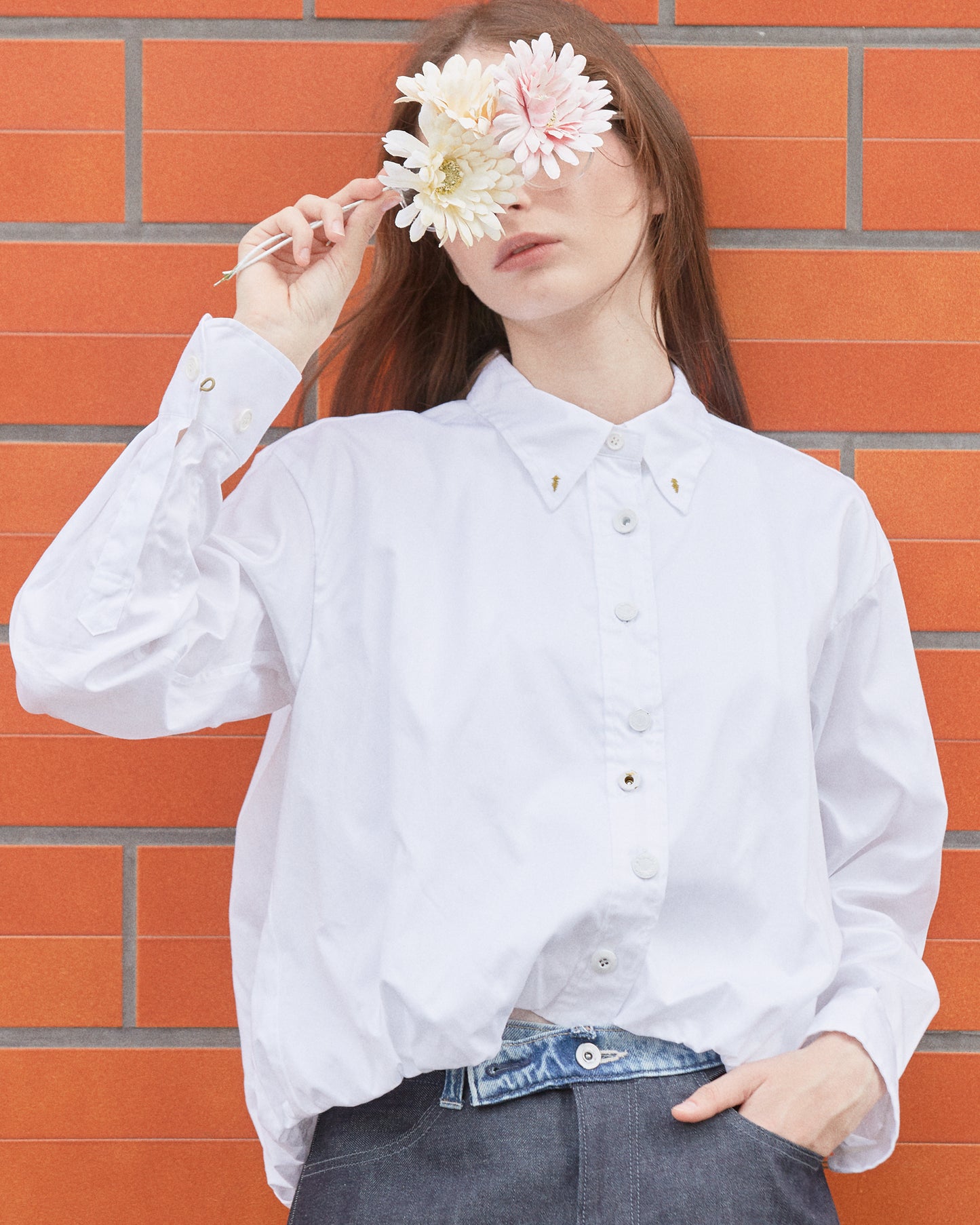 balloon oxford shirts / white
