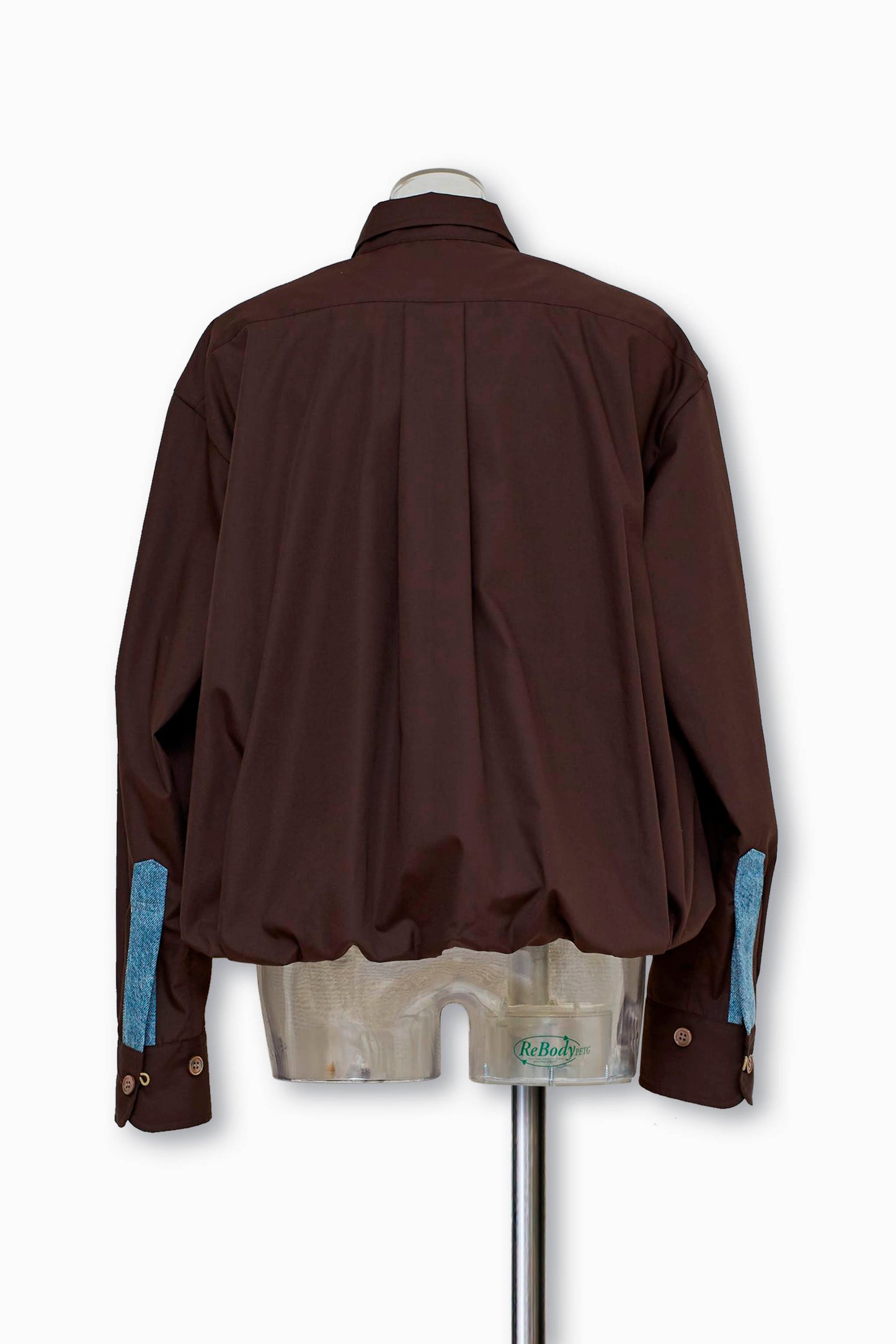 tuck button balloon shirts / brown