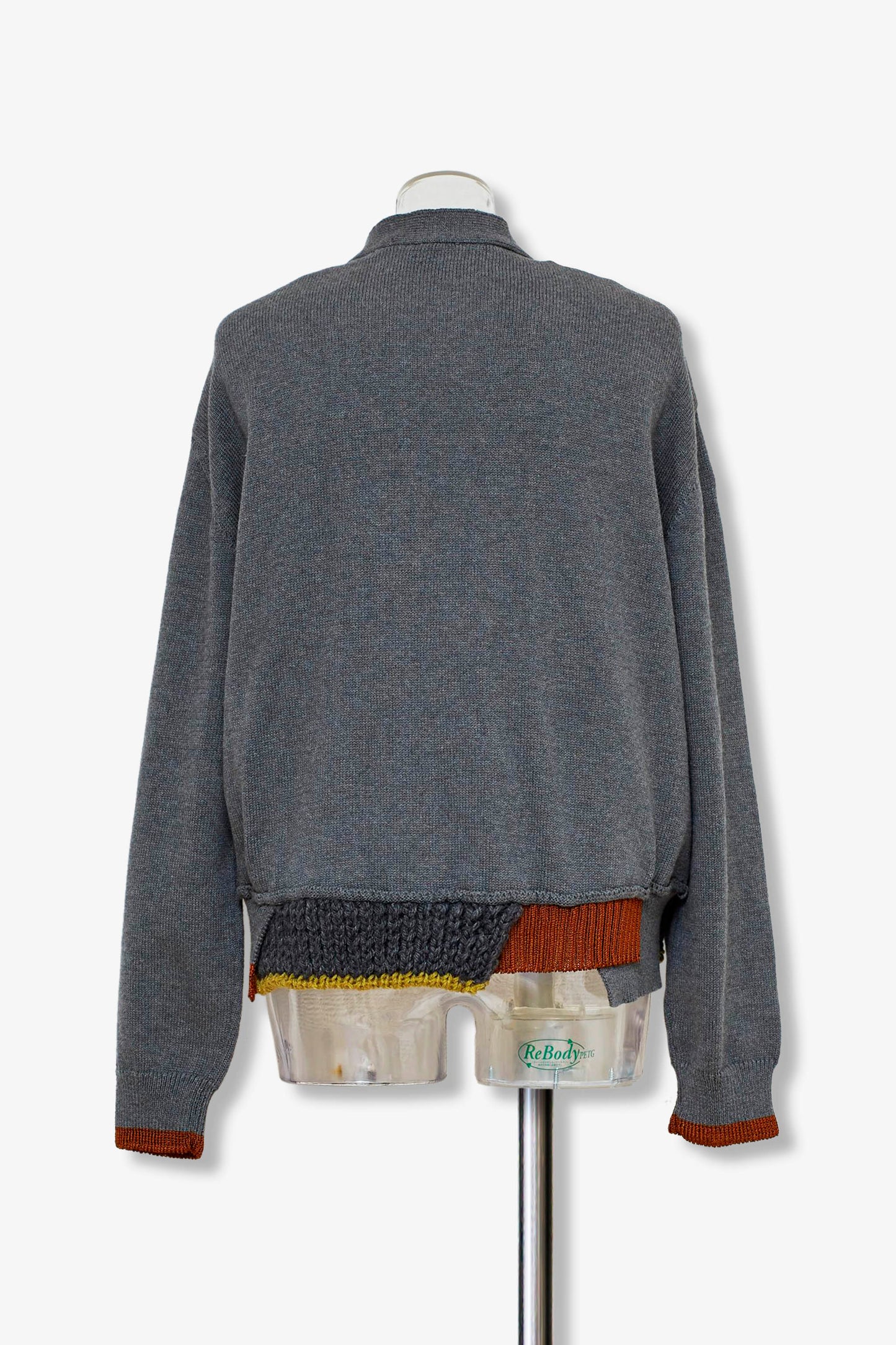 mixed hem cotton cardigan / gray
