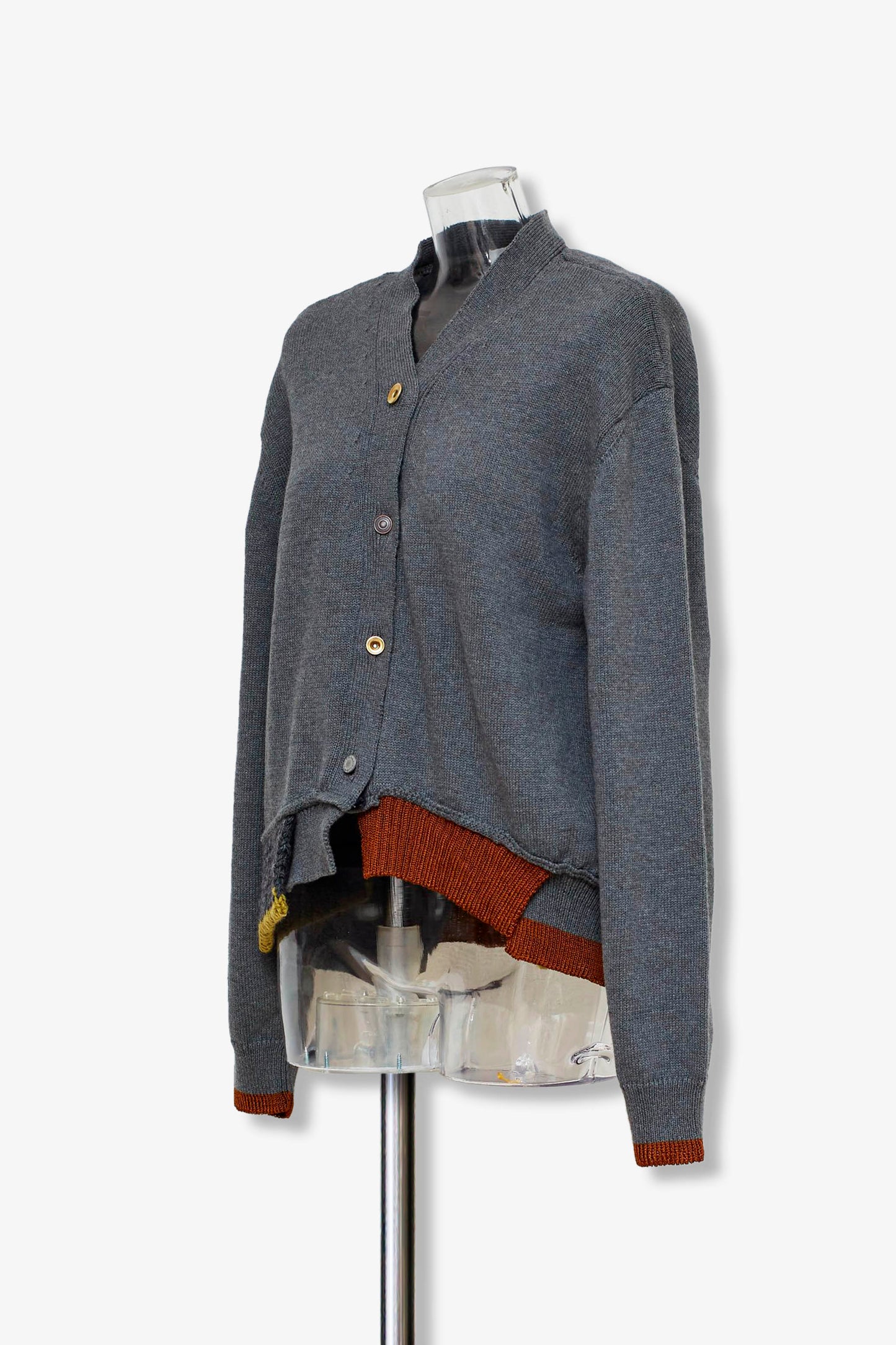 mixed hem cotton cardigan / gray