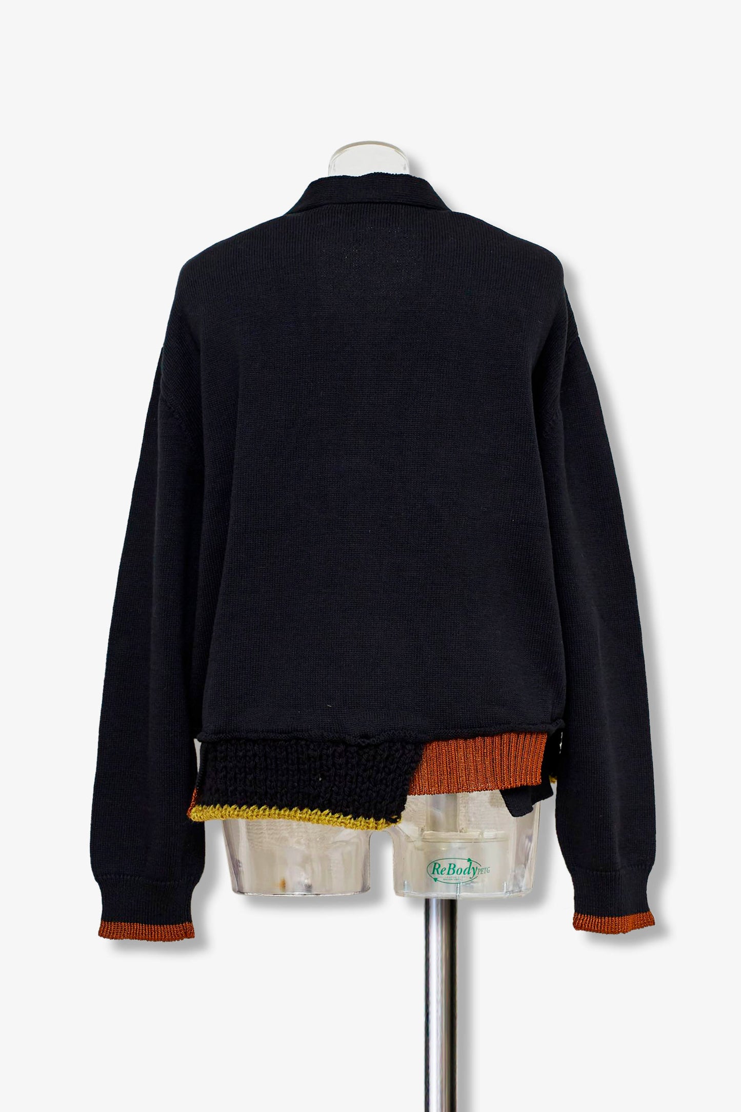 mixed hem cotton cardigan / black