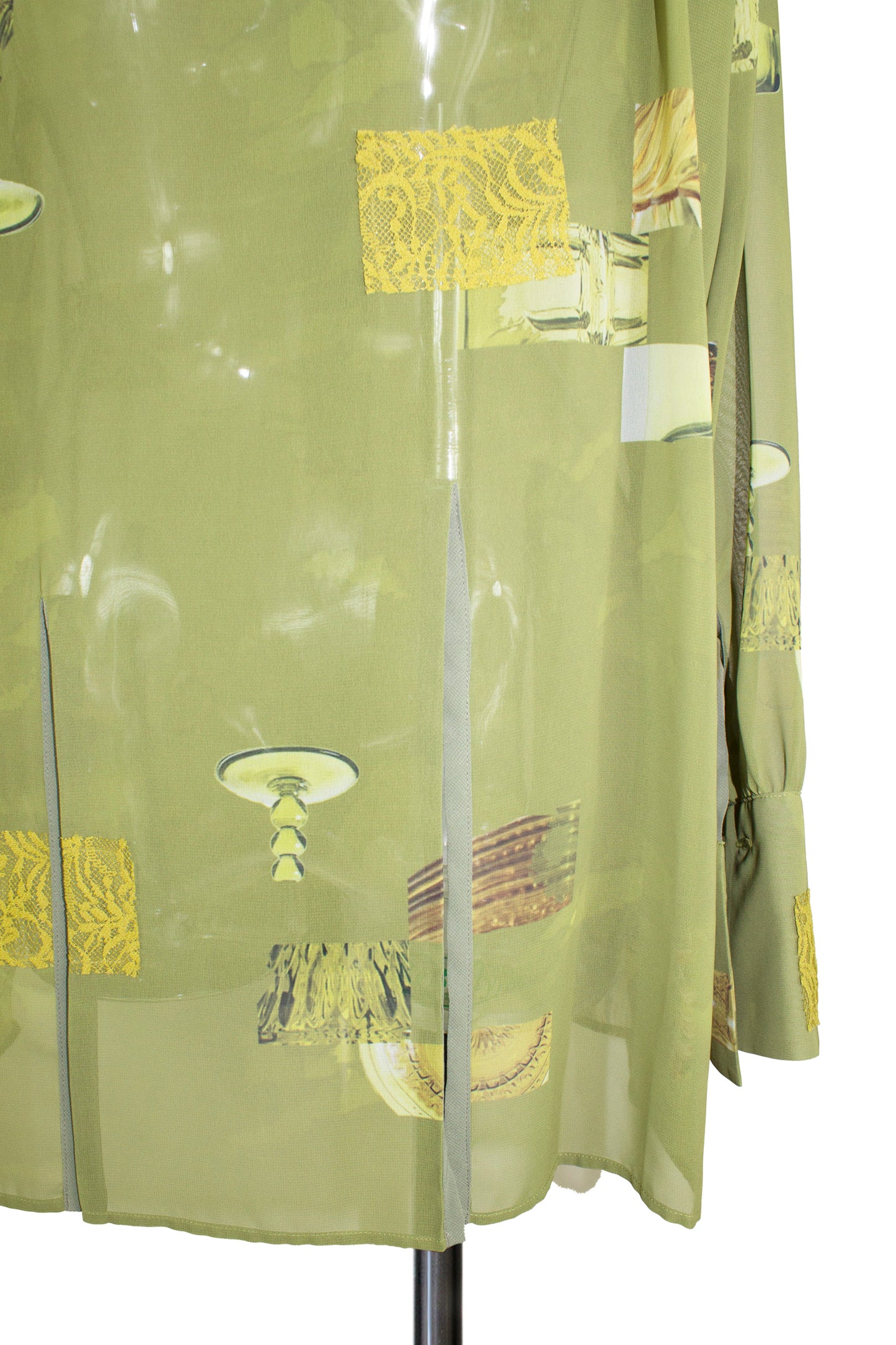 23W-B01-W slit blouse / green