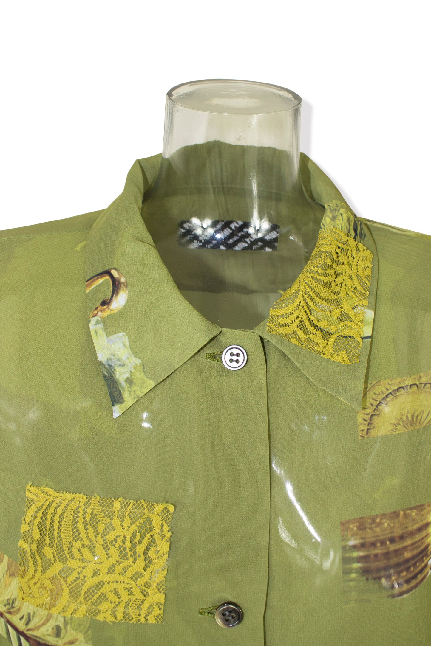 23W-B01-W slit blouse / green