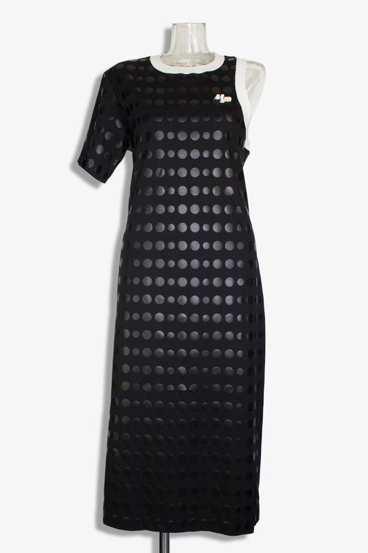 dot jersey dress / black
