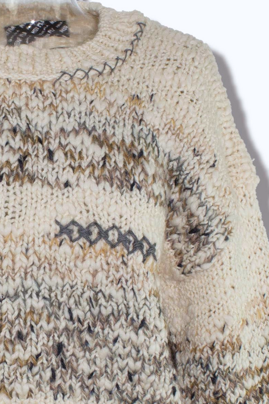 Hand wave mix yarn knit  / white