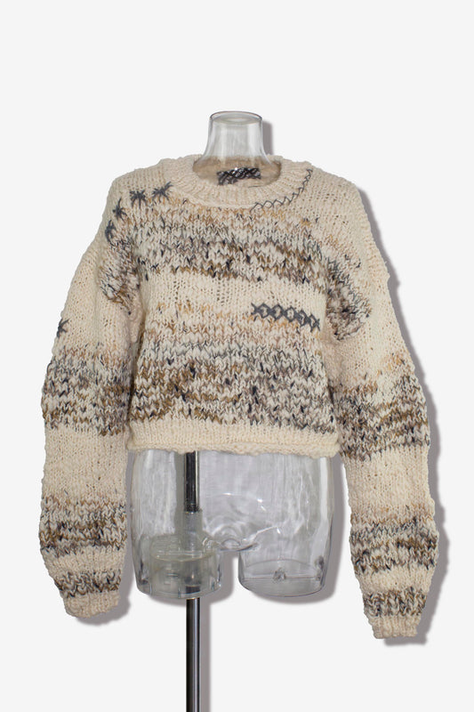 Hand wave mix yarn knit  / white