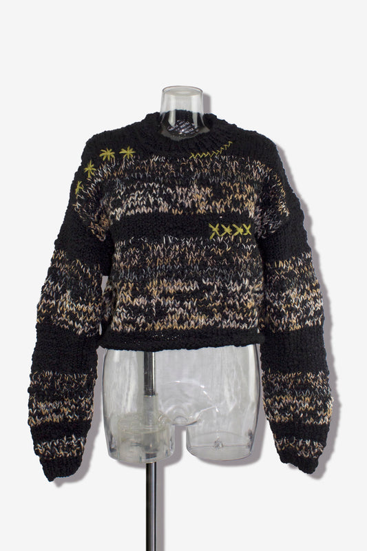 Hand wave mix yarn knit / black