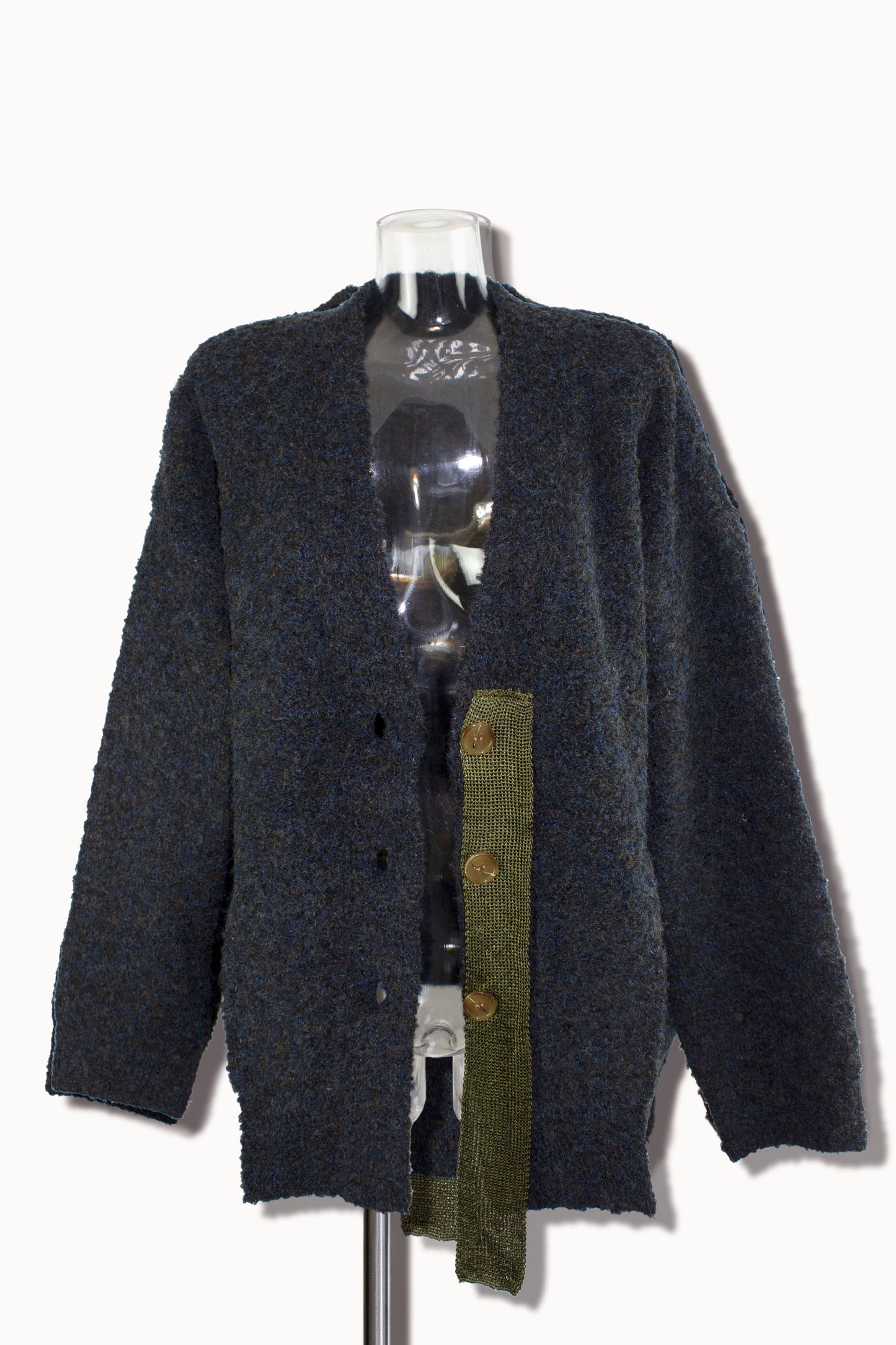 mix boucle slit cardigan / chacoal