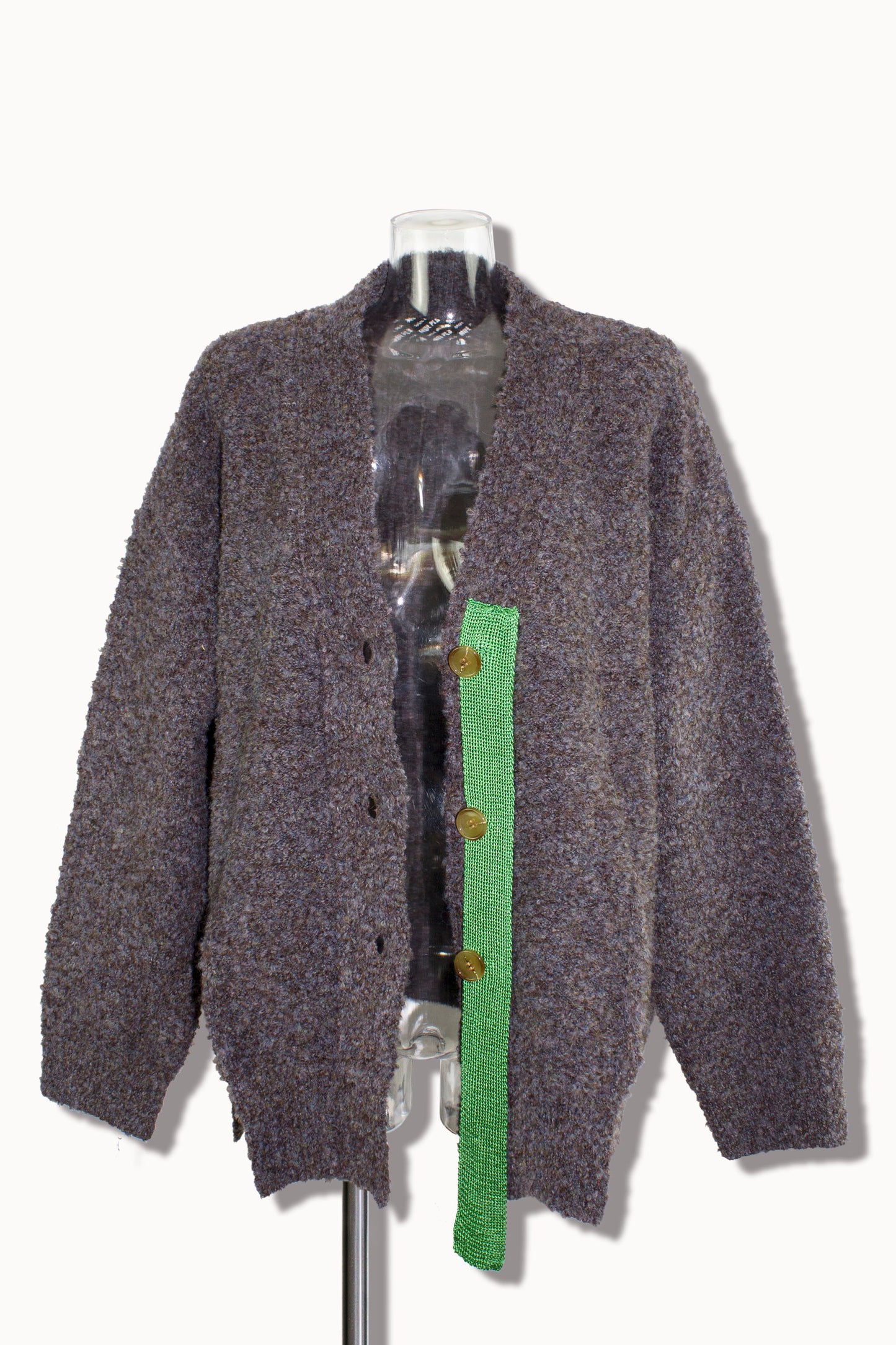 mix boucle slit cardigan / gray