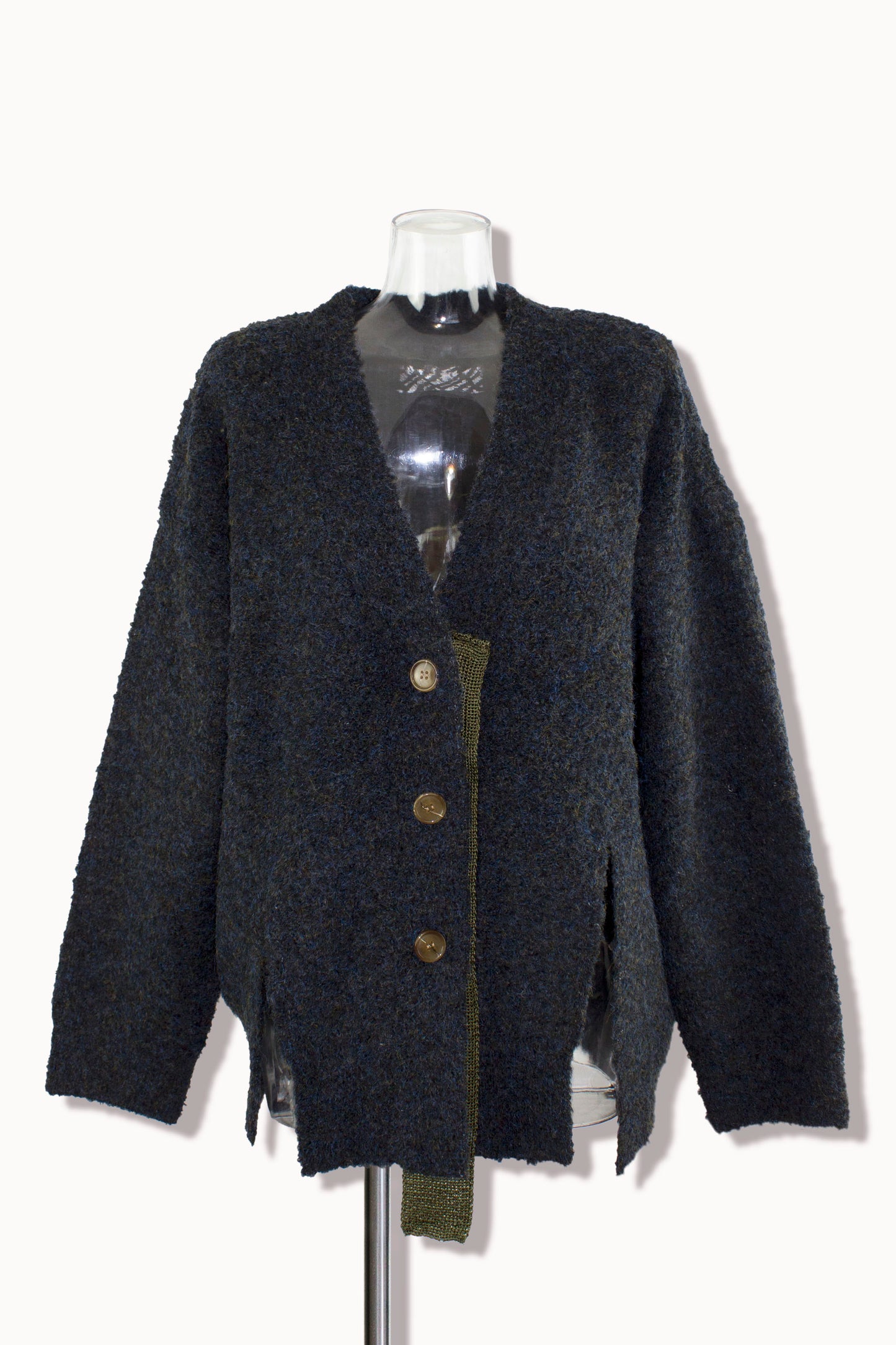 mix boucle slit cardigan / chacoal