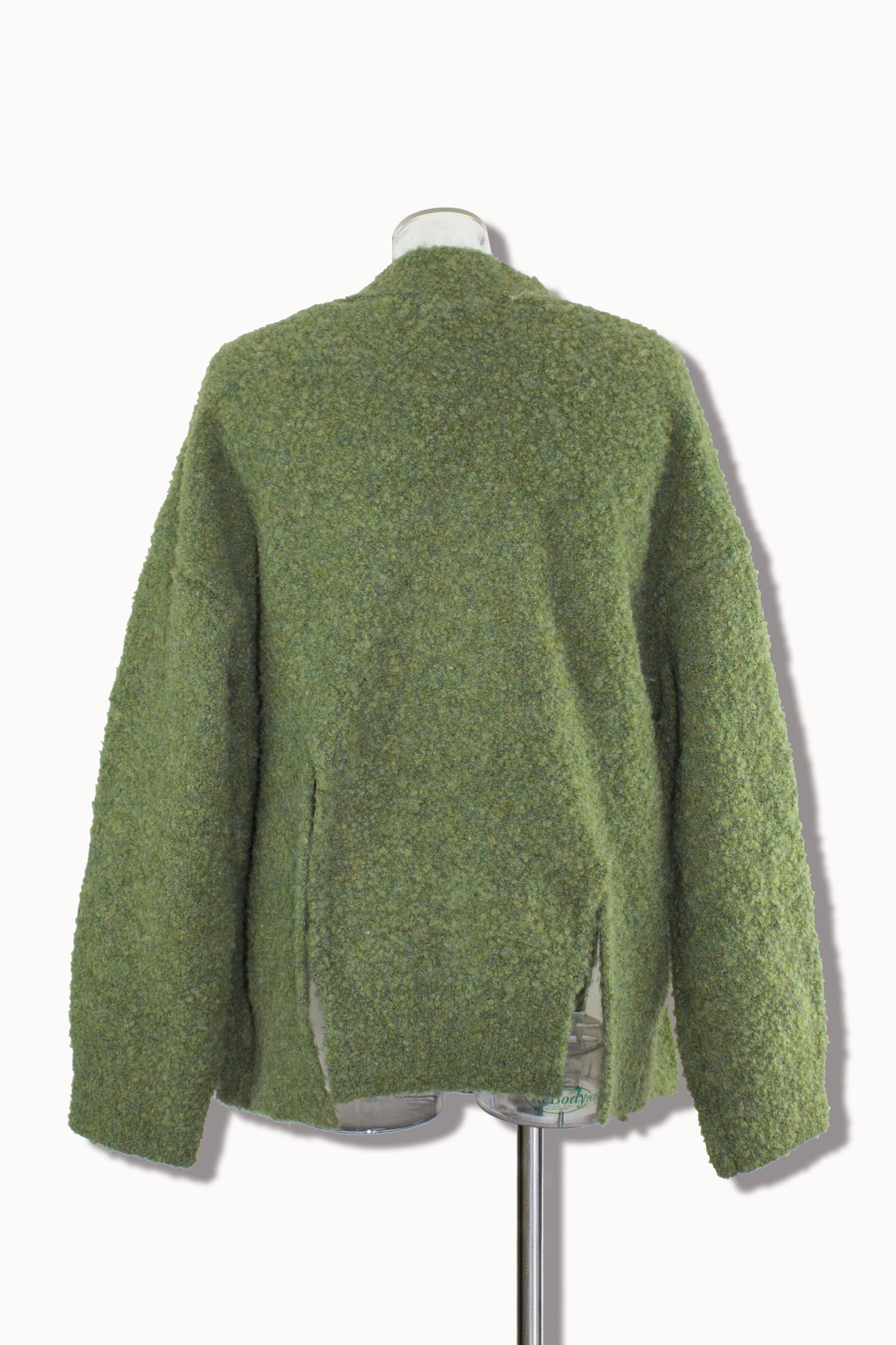 mix boucle slit cardigan / green