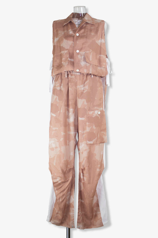 aloha fabric jump suits / pink beige