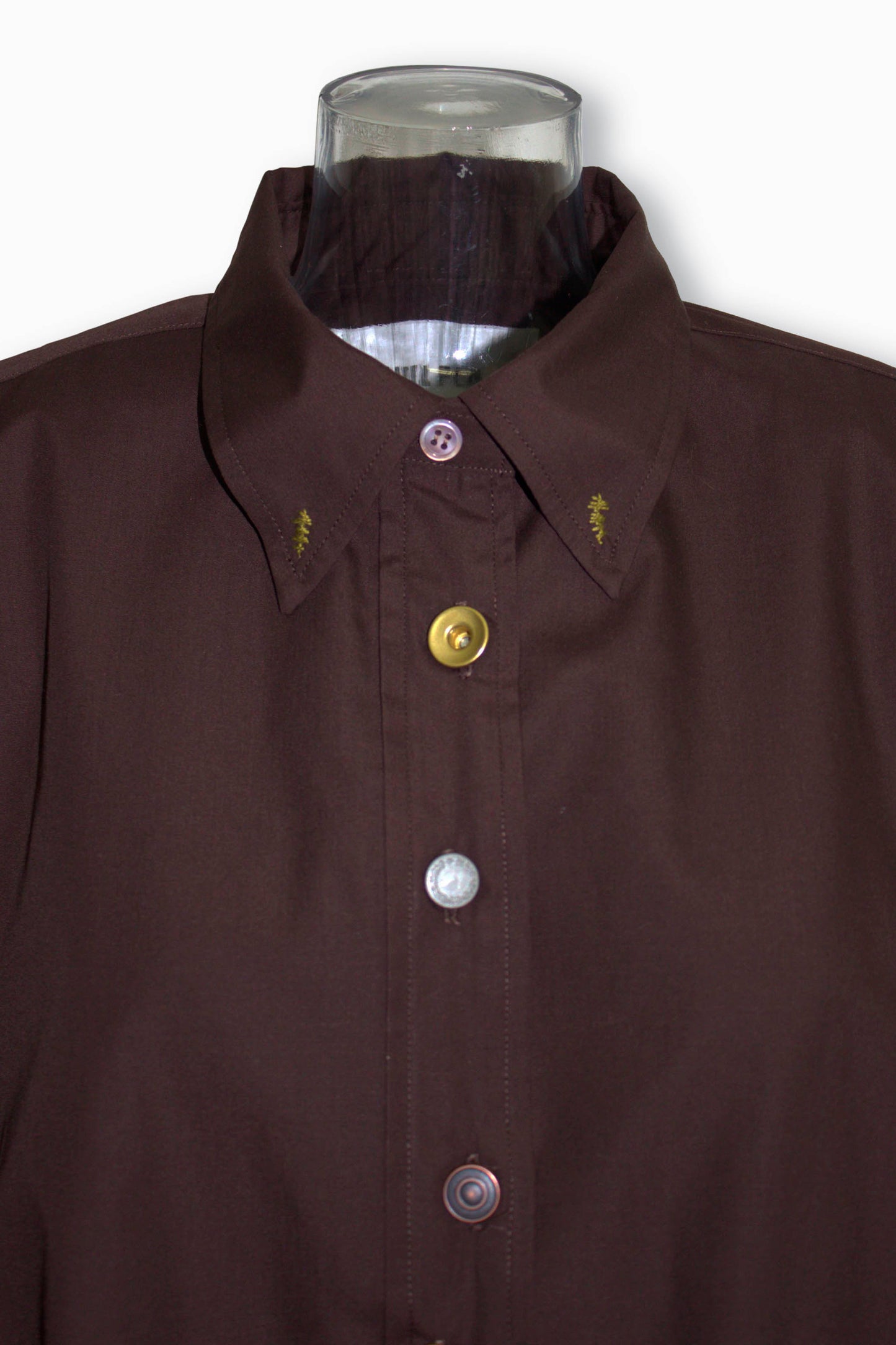 tuck button balloon shirts / brown