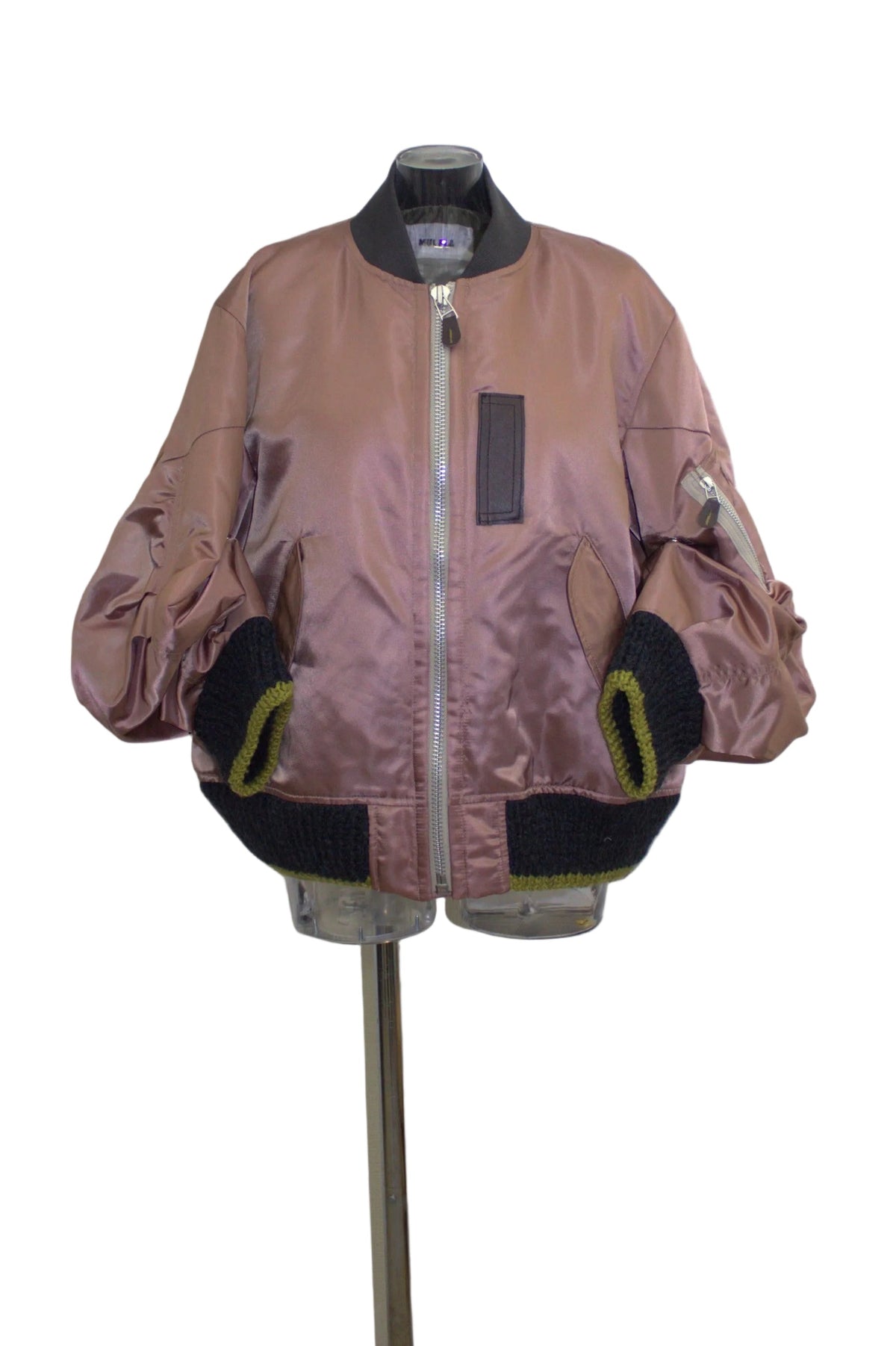 volume tuck sleeve bomber jacket /pink