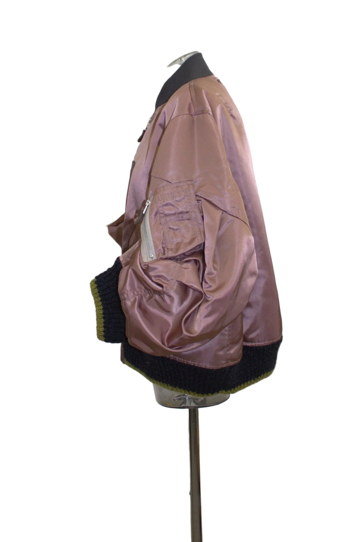 volume tuck sleeve bomber jacket /pink