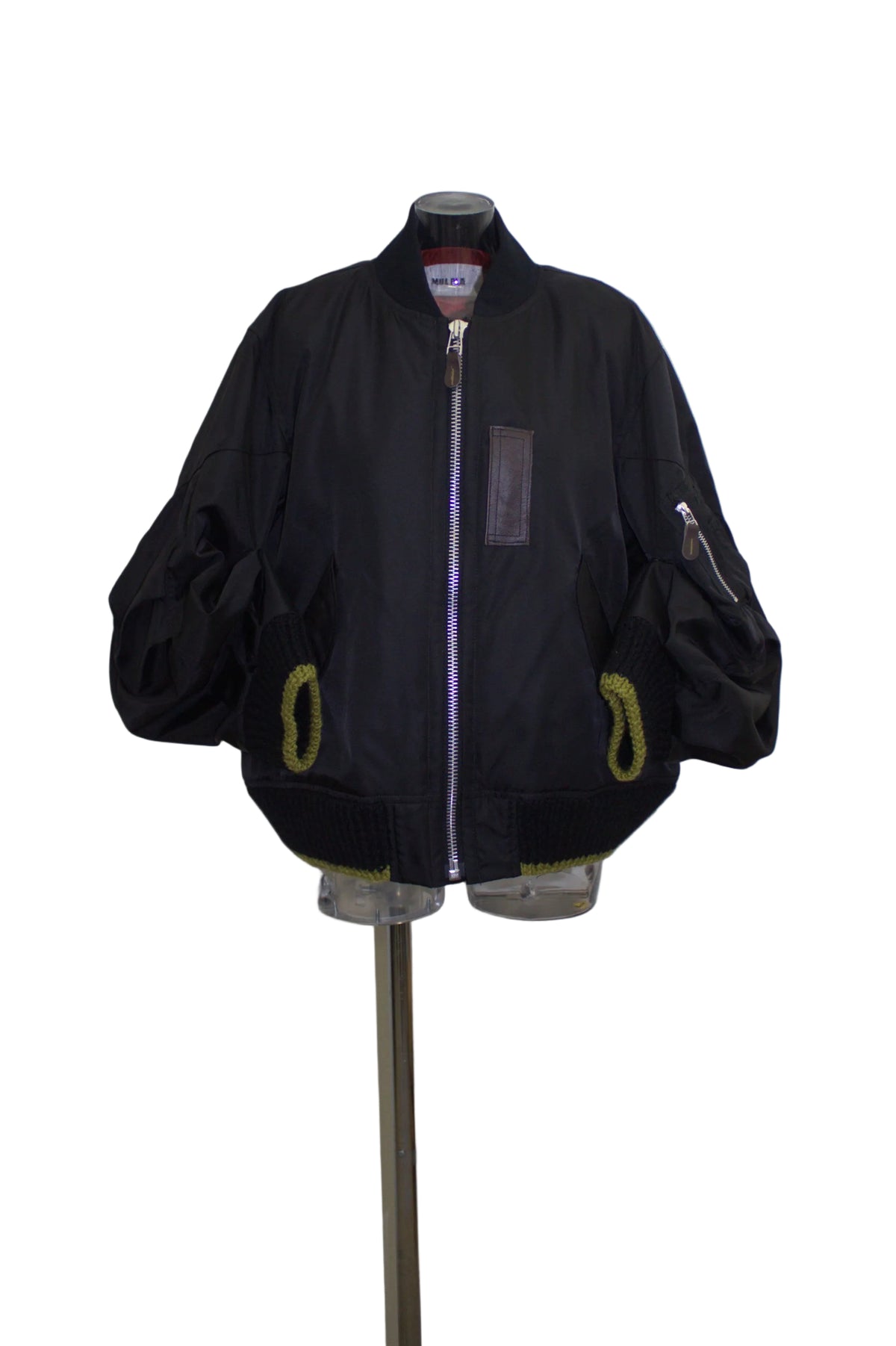 volume tuck sleeve bomber jacket / black