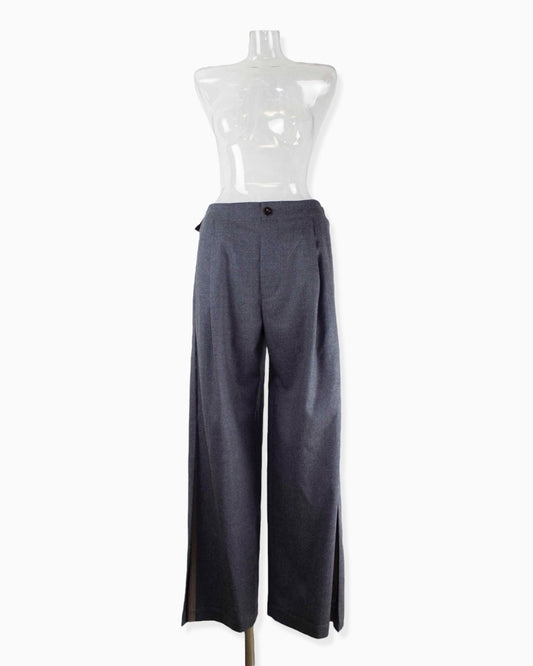 【set up item】side slit wool pants  / gray