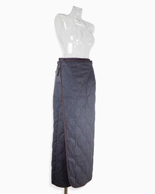 【set up item】wool quilting wrap skirt  / gray